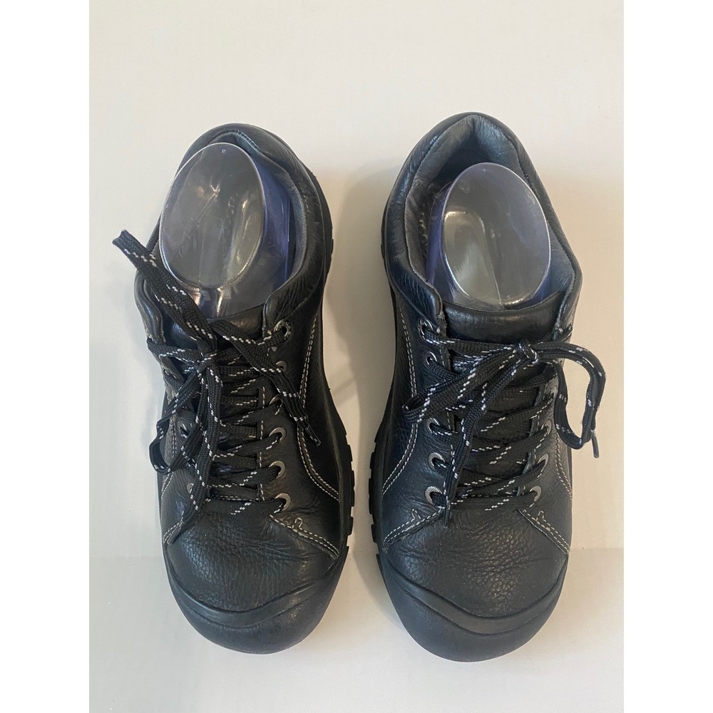 Keen Presidio Black Leather Walking Shoes Womens 10.5 Low Top Lace Up 5304-BLCK